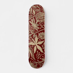 Skate Padrão Floral Dourado e preguiçoso em vermelho pro