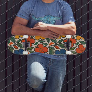 Skate Padrão Floral Estilo Retro Anos 60