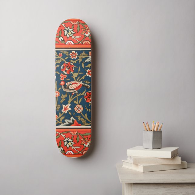 Skate Padrão Floral Indo-Persa Boêmio Vintage Vermelho (Arte de parede)