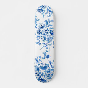 Skate Padrão Floral Português Azul