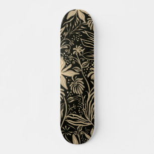 Skate Padrão Floral Preguiçoso em Dourado a Preto 