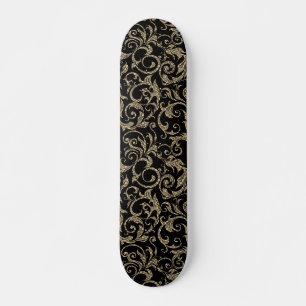 Skate Padrão floral preto-branco-cinzento
