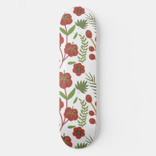 Skate Padrão floral vermelho sem costura sobre fundo bra