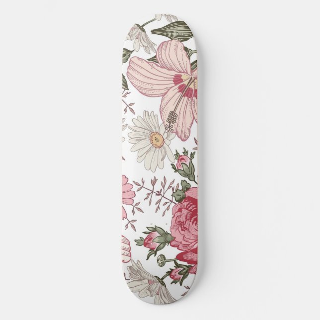 Skate Padrão Floral Vintage com Rosas (Frente)