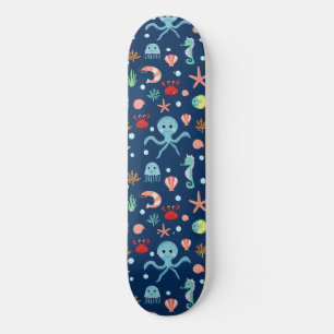 Skate Padrão Fofo de Vida Marinha no Oceano