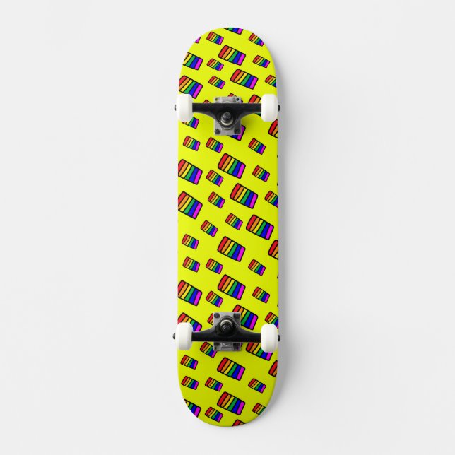 Skate Padrão Funky Neon Rainbow Block (Frente)