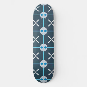 Skate Padrão Geométrico Abstrato Azul e Branco