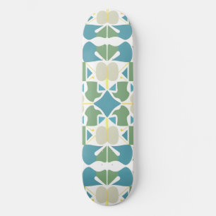 Skate Padrão Geométrico Abstrato em Verde e Azul