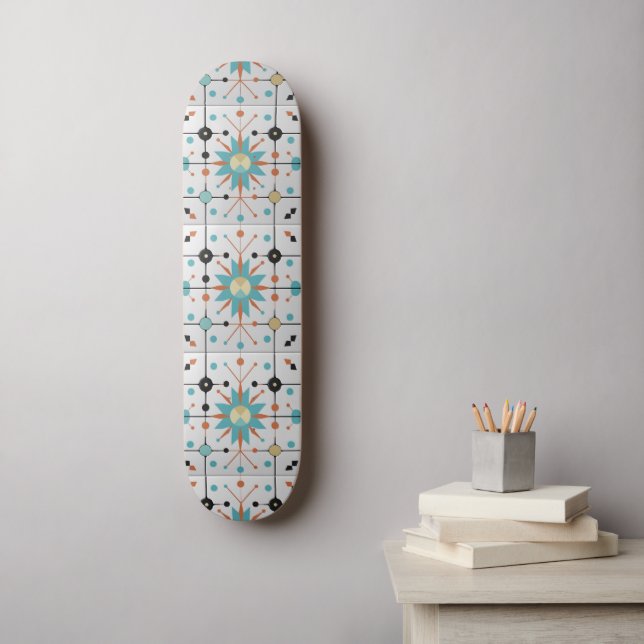 Skate Padrão Geométrico Atômico do Meio do Século Retro (Arte de parede)