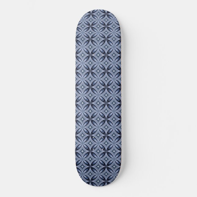 Skate Padrão Geométrico Azul Estilo Retro (Frente)