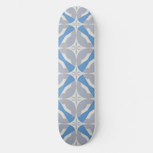 Skate Padrão Geométrico de Abstrato Azul e Branco