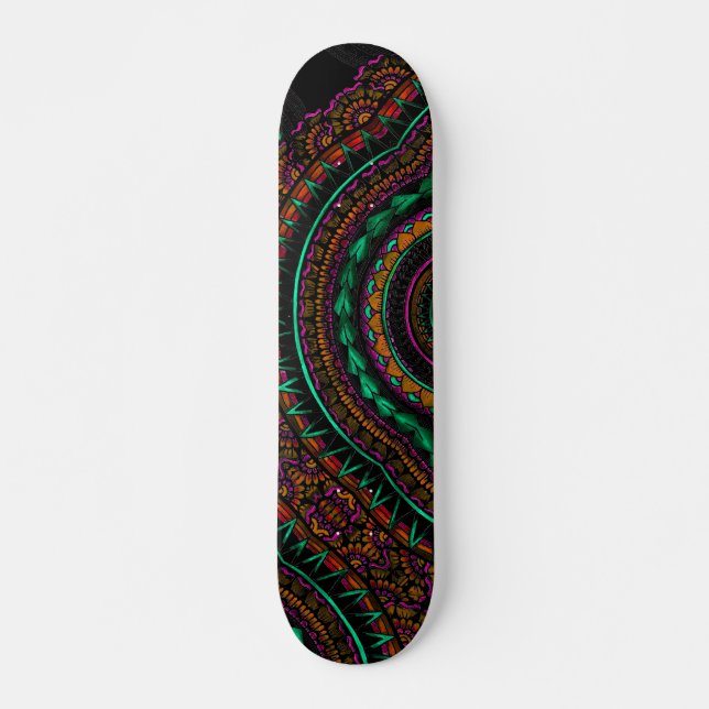 Skate Padrão Geométrico de Tatuagem Negra Moderna Ikat (Frente)