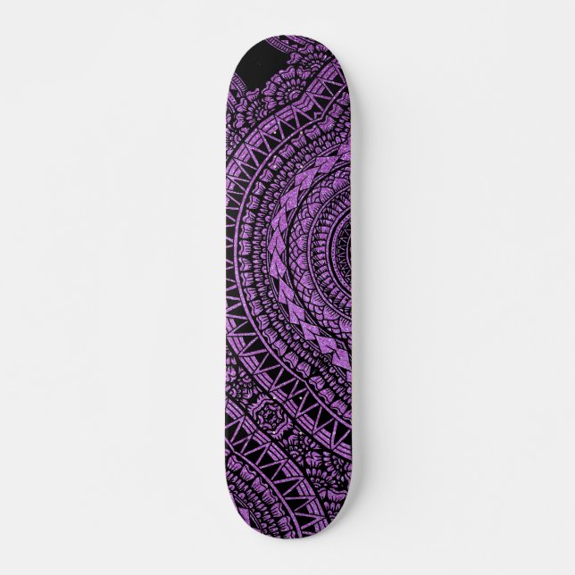 Skate Padrão Geométrico de Tatuagem Negra Moderna Ikat (Frente)