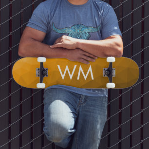 Skate Padrão geométrico do gradiente laranja Monograma
