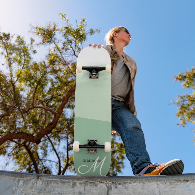 Skate Padrão Geométrico dos Tons Verdes Sage (Ao ar livre 1)