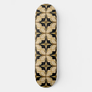 Skate Padrão Geométrico Elegante em Dourado e Preto