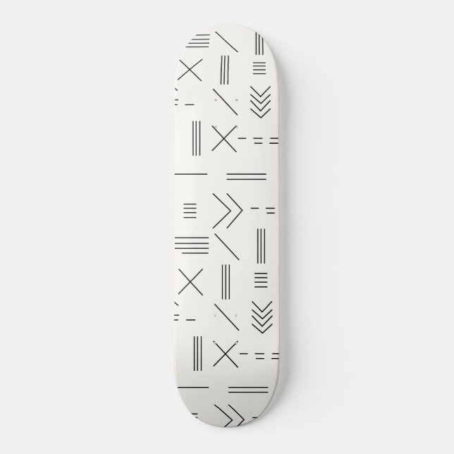Skate Padrão Geométrico Moderno, Gordo Branco Negro (Frente)