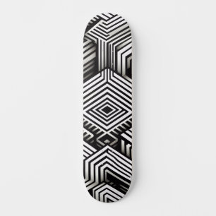 Skate Padrão Geométrico Monocromático Abstrato Moderno e