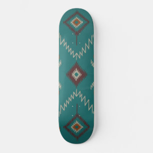 Skate Padrão Geométrico Tribal Navajo Turquesa