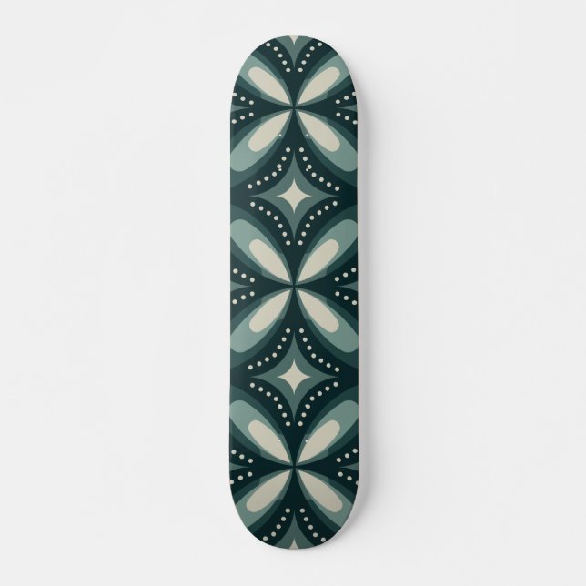 Skate Padrão Geométrico Verde Retro (Frente)
