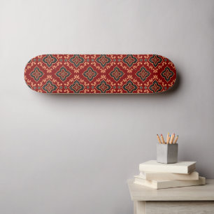 Skate Padrão Geométrico Vermelho/Impressão indiano
