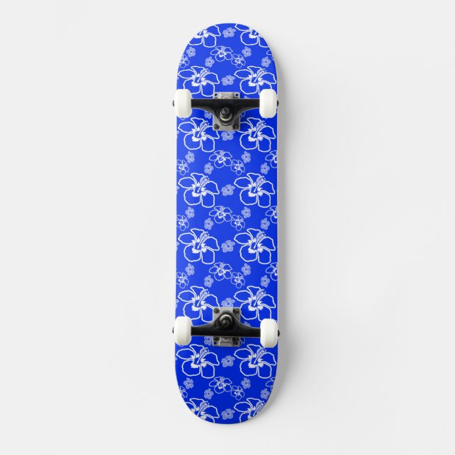 Skate Padrão Havaiano de Hibiscus Azul (Frente)