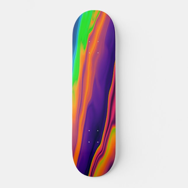 Skate Padrão Iridescente Holográfico abstrato Rainbow (Frente)