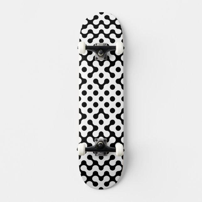 Skate Padrão labirinto branco preto-branco (Frente)