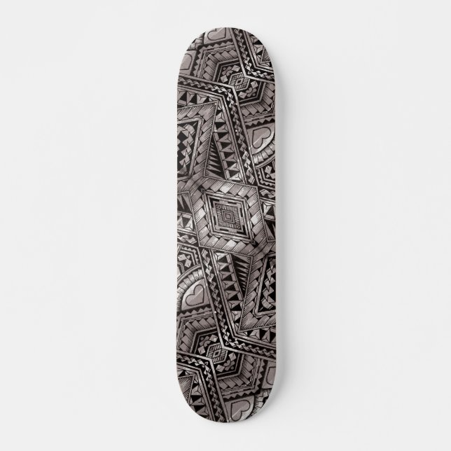 Skate Padrão legal de tatuagem tribal a preto e branco (Frente)