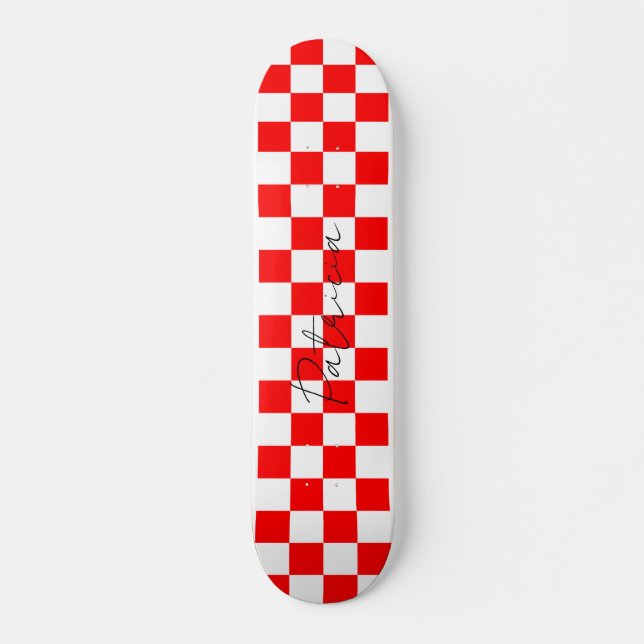 Skate Padrão legal do quadro de verificação vermelho (Frente)