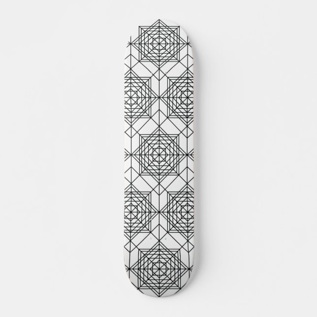 Skate Padrão linear de Abstrato branco e preto da vinhet (Frente)