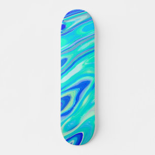Skate Padrão Líquido de Abstrato de Textura Azul Aqua