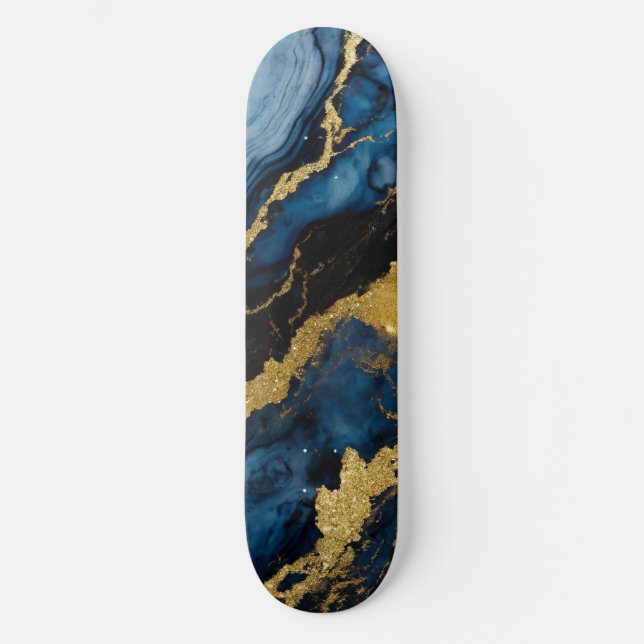 Skate Padrão Marble Azul com Dourado (Frente)