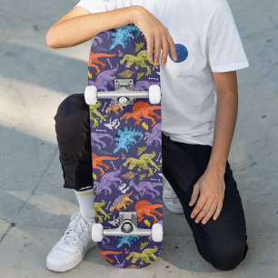 Skate Padrão Moderno Bonito de Diversão Colorida Dinos