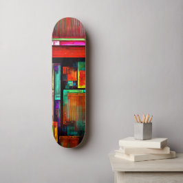 Skate Padrão Moderno de Abstrato de Arte Quadrados Color