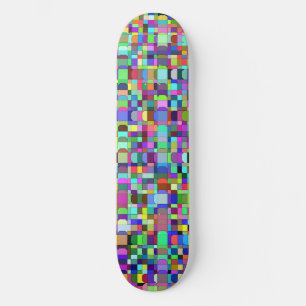 Skate Padrão Multicolor de Formas Quadradas Abstratas