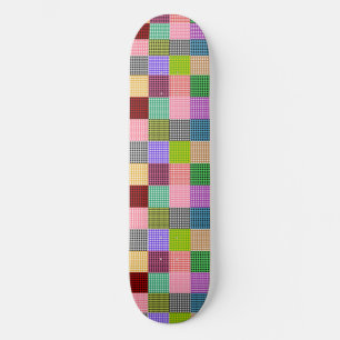 Skate Padrão Multicolor de Xadrez de Patchwork Gingham