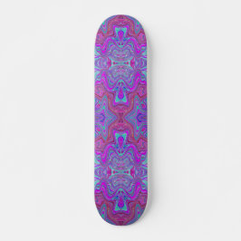 Skate Padrão Ondulado de Mármore Trippy Magenta e Azul