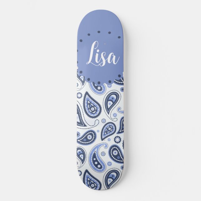 Skate Padrão Paisley Azul (Frente)