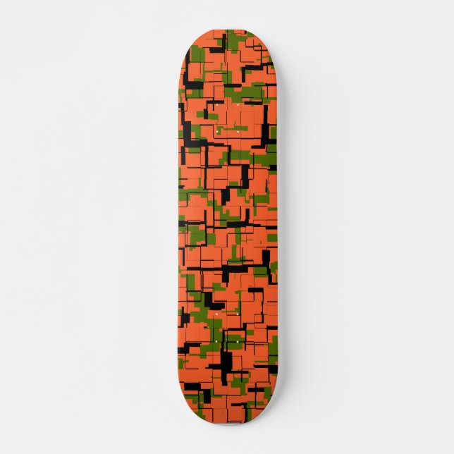 Skate Padrão Preto Laranja Verde da Camo Digital (Frente)