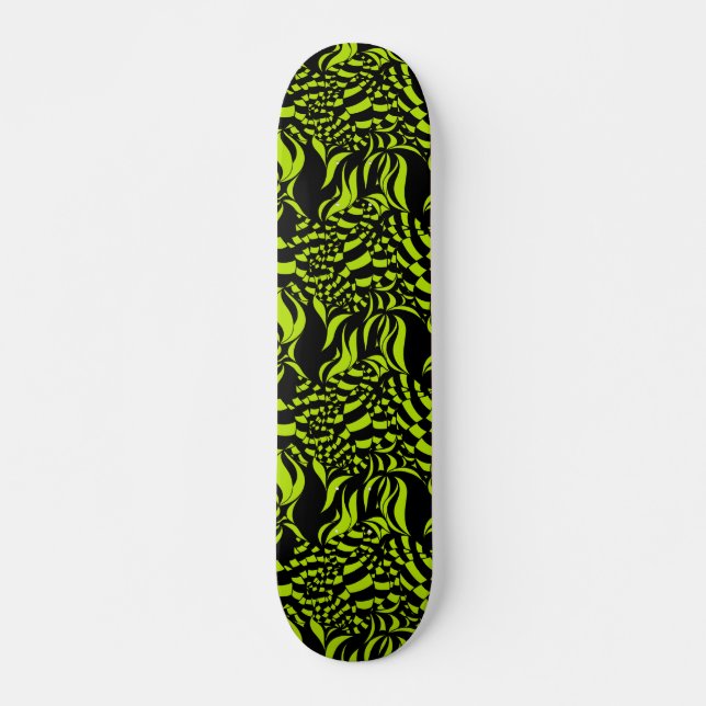 Skate Padrão Psicodélico Verde Lima e Preto (Frente)