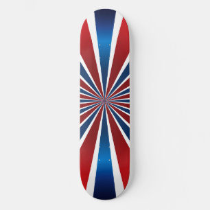 Skate Padrão Radial Azul Branco Vermelho