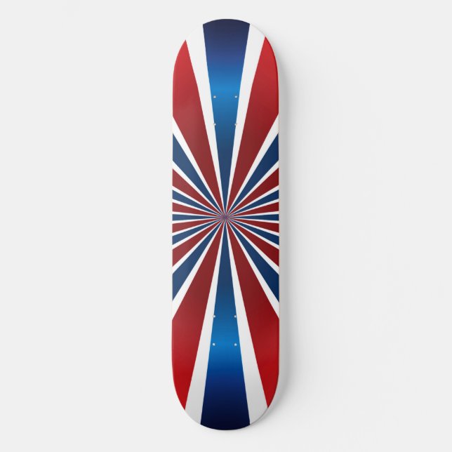 Skate Padrão Radial Azul Branco Vermelho (Frente)