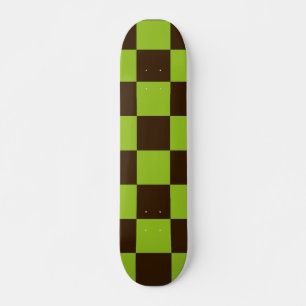 Skate Padrão Retro de Quadrados Xadrez Preto e Verde