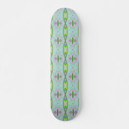 Skate Padrão retroAbstrato cor-de-rosa, Verde limão e ág