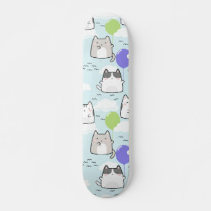 Skate Padrão sem costura Cute Kawaii Gata balões de nu