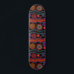 Skate Padrão Tribal Moderno de Arte Dot Australiana Colo<br><div class="desc">Este design moderno apresenta um padrão tribal pintado colorido em cor laranja,  roxo,  verde,  turquesa e branco em fundo preto #australiano #esporte #esporte #diversão #presentes #presentes #giftsforhim #skateboard #skateboard #skate #skater #outdoor #estilo #trendy</div>