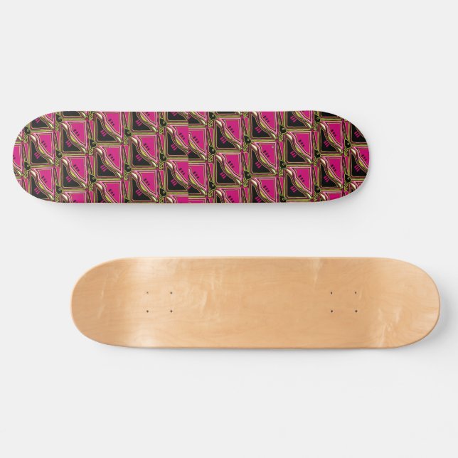 Skate Padrão Tribal Rosa e Preto (Horz)
