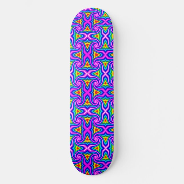 Skate Padrão Verde Azul Laranja Mauve Rainbow Rhombus (Frente)