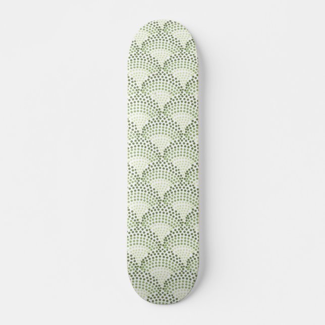 Skate Padrão Verde Ombre Gradiente Pontos Ondulados  (Frente)